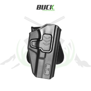 Holster plastike i pershtatshëm për: Glock 17, 19, 26 Gen3-5, Glock 19x, Glock 44, dhe armët me premje identike.